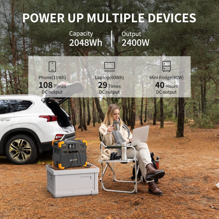 Gimago PECRON E2400LFP Portable Power Station – 2400W, 2048Wh High-Capacity - Image 4