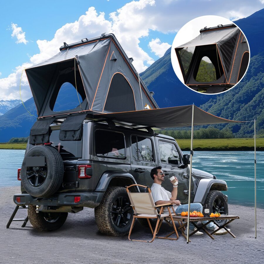 Gimago Outdoor Explorer Rooftop Tent – Hard Shell with Awning & Truck Bed Camping Setup - Image 14