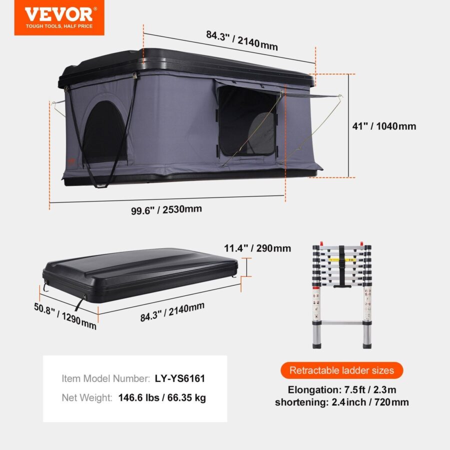 Gimago Hard Shell Rooftop Tent – Waterproof 2-3 Person SUV & Truck Camping - Image 7