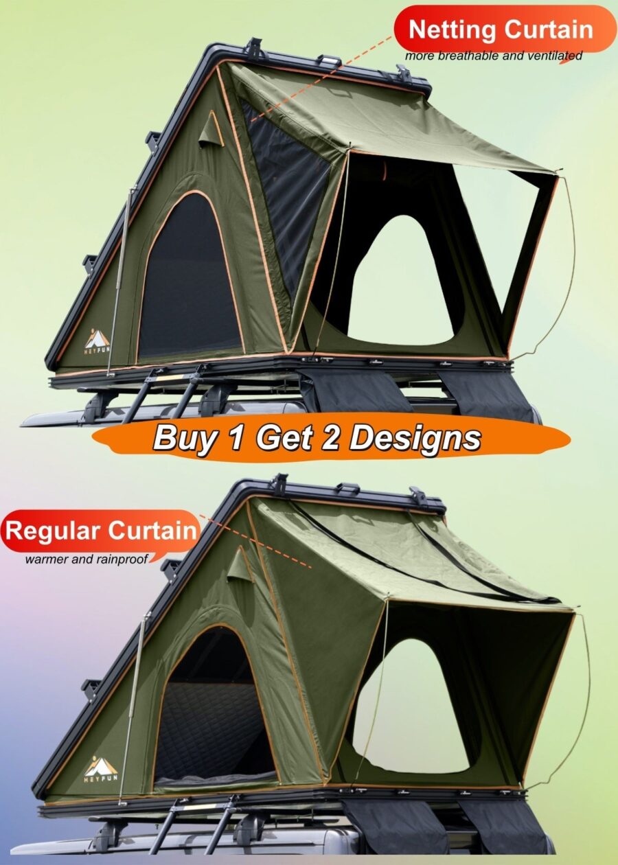 Gimago Outdoor Explorer Rooftop Tent – Hard Shell with Awning & Truck Bed Camping Setup - Image 3