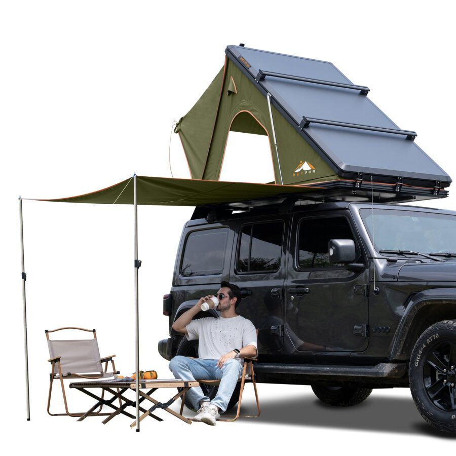 Gimago Outdoor Explorer Rooftop Tent – Hard Shell with Awning & Truck Bed Camping Setup - Image 5
