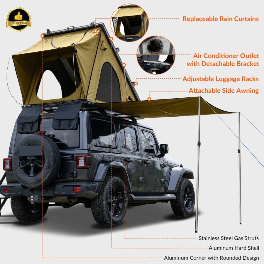 Gimago Outdoor Explorer Rooftop Tent – Hard Shell with Awning & Truck Bed Camping Setup - Image 28