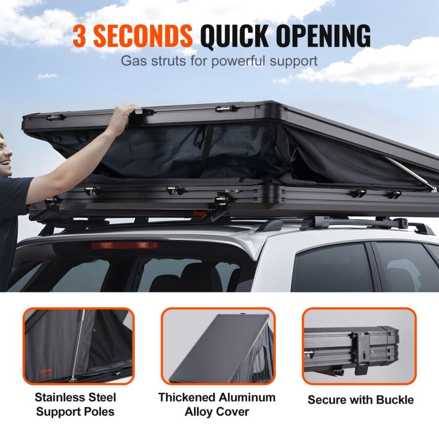 Gimago Hard Shell Rooftop Tent – Waterproof 2-3 Person SUV & Truck with Ladder - Image 4