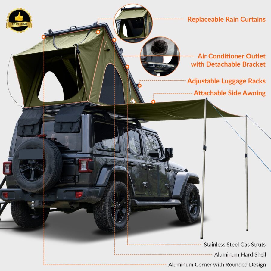 Gimago Outdoor Explorer Rooftop Tent – Hard Shell with Awning & Truck Bed Camping Setup - Image 2