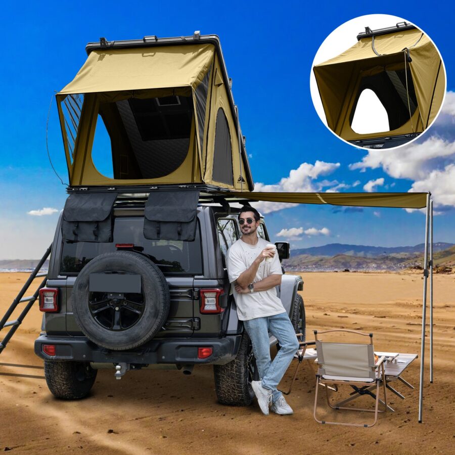 Gimago Outdoor Explorer Rooftop Tent – Hard Shell with Awning & Truck Bed Camping Setup - Image 27