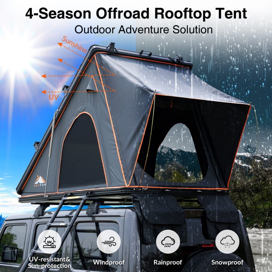Gimago Outdoor Explorer Rooftop Tent – Hard Shell with Awning & Truck Bed Camping Setup - Image 9