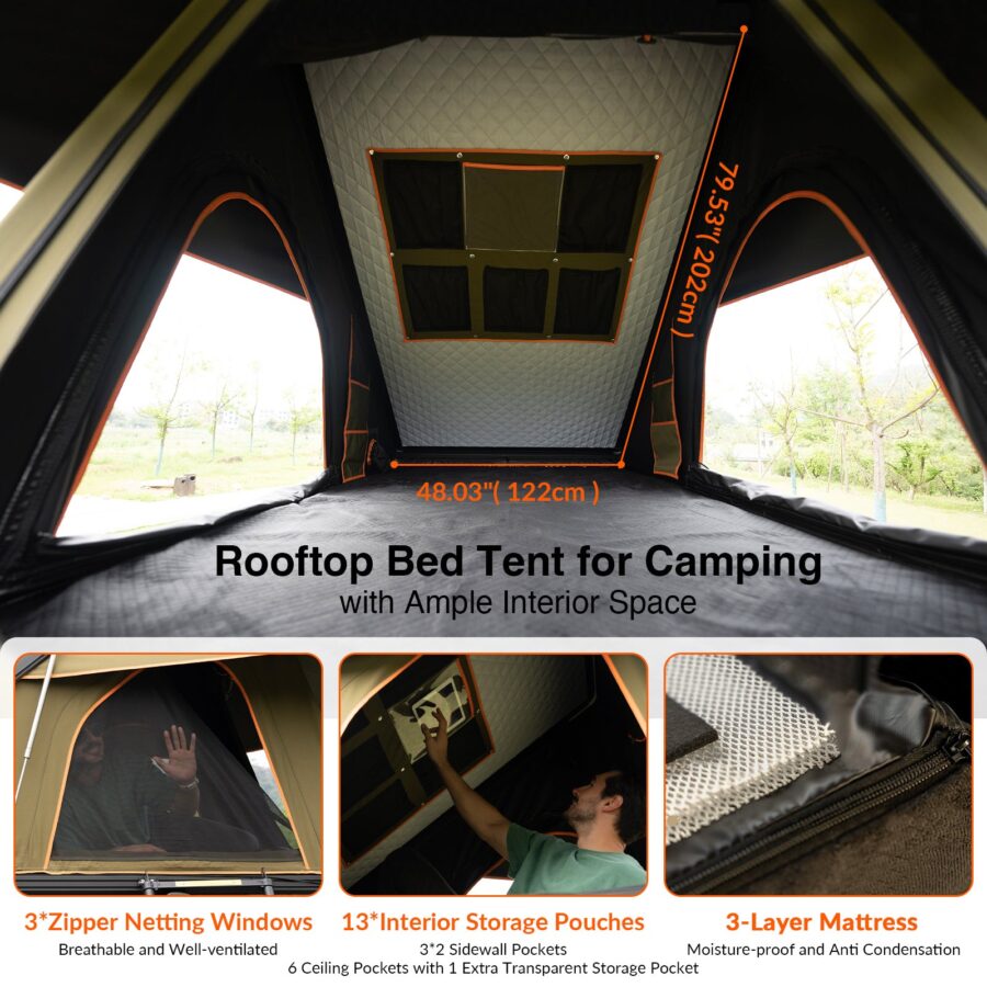 Gimago Outdoor Explorer Rooftop Tent – Hard Shell with Awning & Truck Bed Camping Setup - Image 36