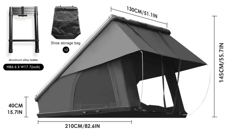 Gimago Hardshell Rooftop Tent – Durable Camping Tent for 2-3 Persons with Ladder - Image 6